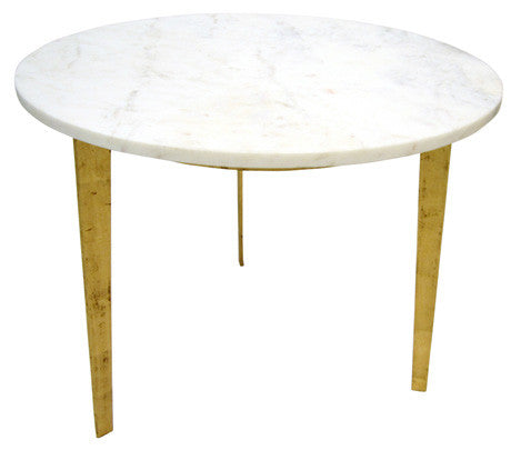 Oliver Round Marble Top Gold Leaf Metal Legs